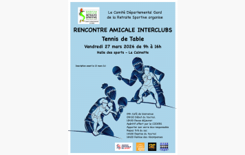 Tournoi interclubs de tennis de table, vendredi 27 mars 2026, feuille de route